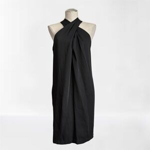 Trina Turk Black Halter Crossover Neck Dress NWT